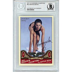 Amanda Beard Signed 2011 Goodwin Champions Card Olympic Gold Beckett Autograph
